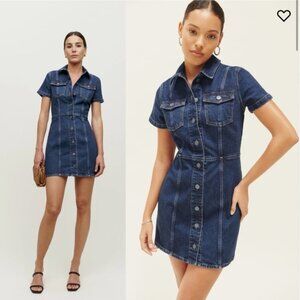 NWT Reformation Kent Denim Mini Dress in Rockaway Blue Size 6